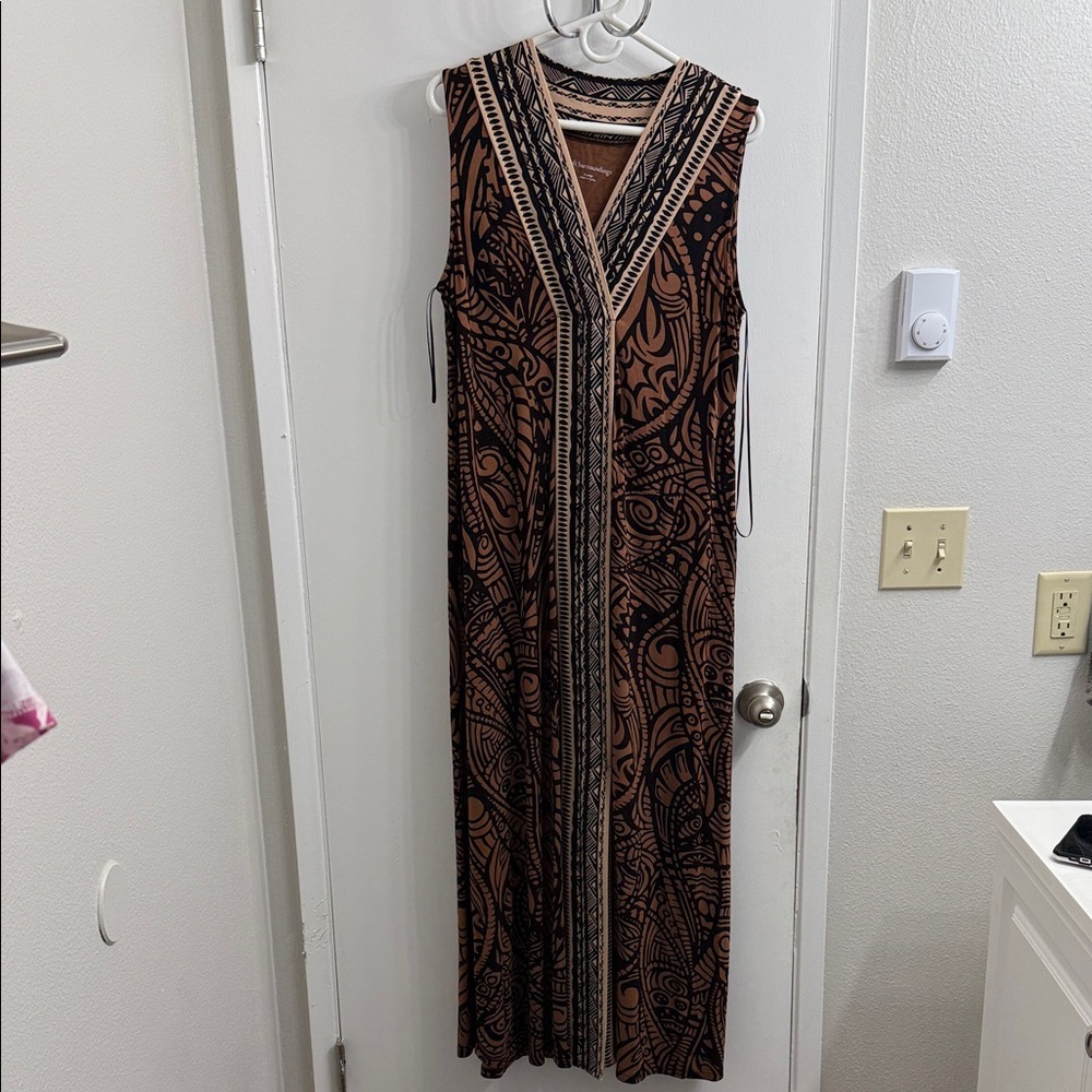 Soft Surroundings Sleeveless Maxi Dress - Black and Tan - Picture 2 of 8